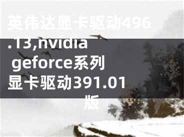 英伟达显卡驱动496.13,nvidia geforce系列显卡驱动391.01版