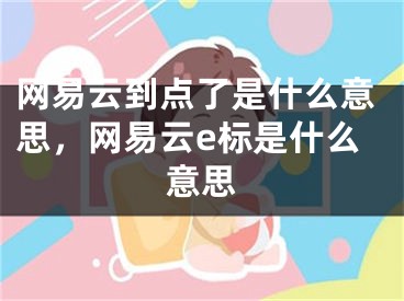 网易云到点了是什么意思，网易云e标是什么意思