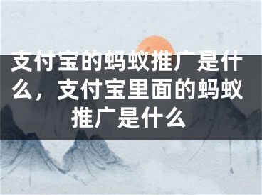 支付宝的蚂蚁推广是什么，支付宝里面的蚂蚁推广是什么