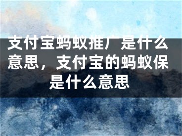 支付宝蚂蚁推广是什么意思，支付宝的蚂蚁保是什么意思