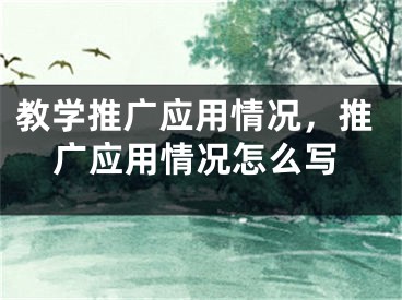 教学推广应用情况，推广应用情况怎么写