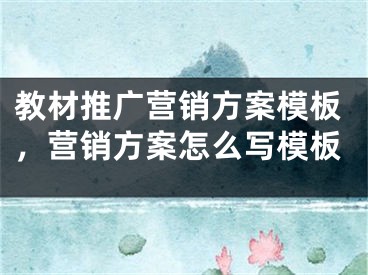 教材推广营销方案模板，营销方案怎么写模板