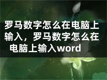 罗马数字怎么在电脑上输入，罗马数字怎么在电脑上输入word