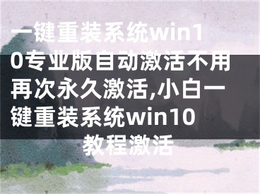 一键重装系统win10专业版自动激活不用再次永久激活,小白一键重装系统win10教程激活