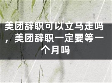 美团辞职可以立马走吗，美团辞职一定要等一个月吗