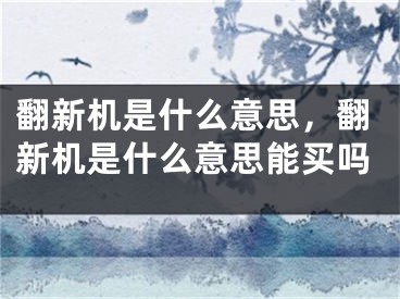 翻新机是什么意思，翻新机是什么意思能买吗