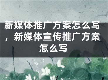 新媒体推广方案怎么写，新媒体宣传推广方案怎么写