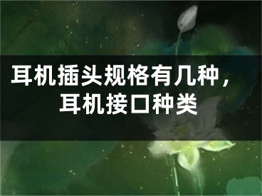 耳机插头规格有几种，耳机接口种类