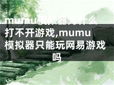 mumu模拟器为什么打不开游戏,mumu模拟器只能玩网易游戏吗