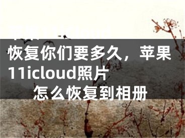 苹果11iCloud恢复你们要多久，苹果11icloud照片怎么恢复到相册