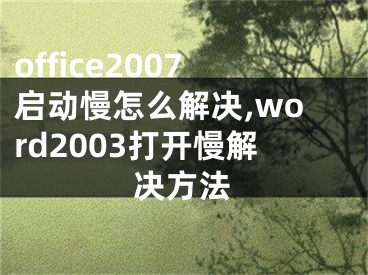 office2007启动慢怎么解决,word2003打开慢解决方法