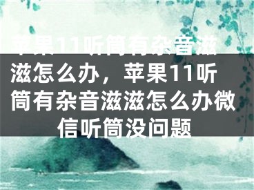 苹果11听筒有杂音滋滋怎么办，苹果11听筒有杂音滋滋怎么办微信听筒没问题