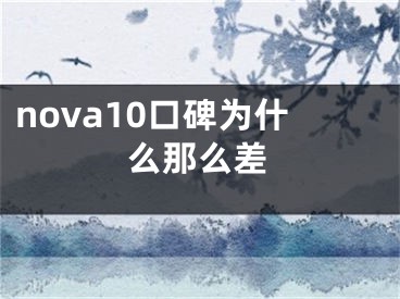 nova10口碑为什么那么差