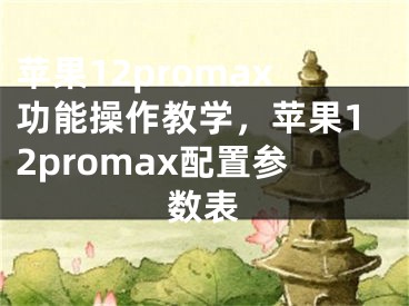 苹果12promax功能操作教学，苹果12promax配置参数表