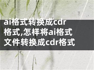 ai格式转换成cdr格式,怎样将ai格式文件转换成cdr格式