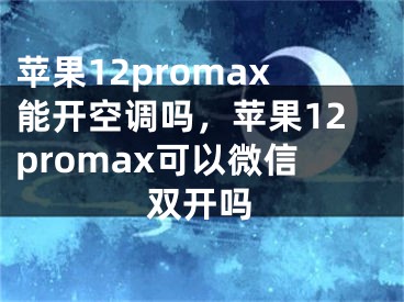 苹果12promax能开空调吗，苹果12promax可以微信双开吗