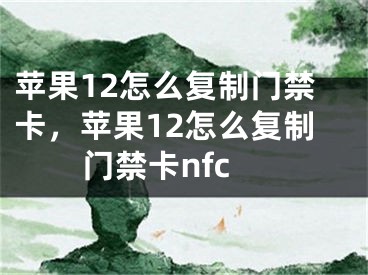 苹果12怎么复制门禁卡，苹果12怎么复制门禁卡nfc