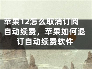 苹果12怎么取消订阅自动续费，苹果如何退订自动续费软件