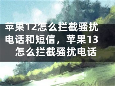 苹果12怎么拦截骚扰电话和短信，苹果13怎么拦截骚扰电话