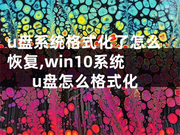 u盘系统格式化了怎么恢复,win10系统u盘怎么格式化