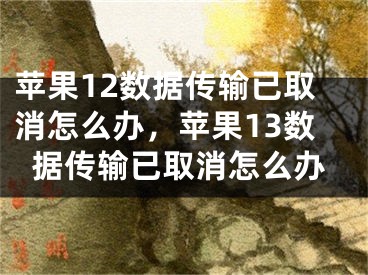 苹果12数据传输已取消怎么办，苹果13数据传输已取消怎么办