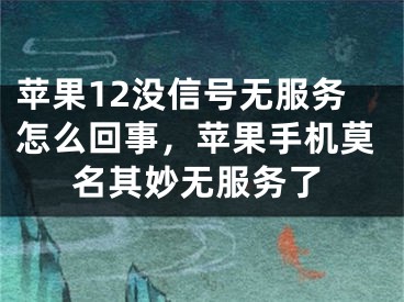 苹果12没信号无服务怎么回事，苹果手机莫名其妙无服务了