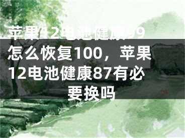 苹果12电池健康99怎么恢复100，苹果12电池健康87有必要换吗