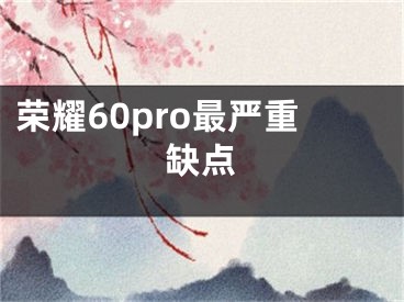 荣耀60pro最严重缺点