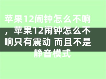 苹果12闹钟怎么不响，苹果12闹钟怎么不响只有震动 而且不是静音模式