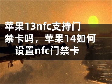 苹果13nfc支持门禁卡吗，苹果14如何设置nfc门禁卡