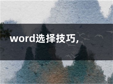 word选择技巧,