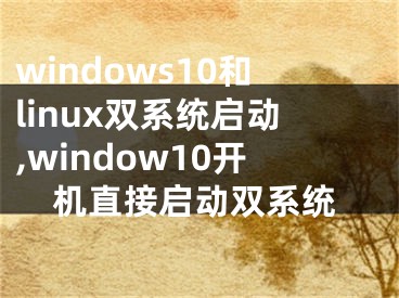 windows10和linux双系统启动,window10开机直接启动双系统