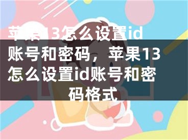 苹果13怎么设置id账号和密码，苹果13怎么设置id账号和密码格式