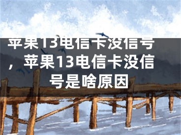 苹果13电信卡没信号，苹果13电信卡没信号是啥原因