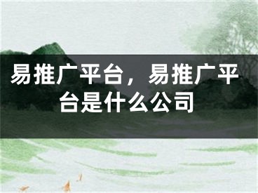 易推广平台，易推广平台是什么公司 