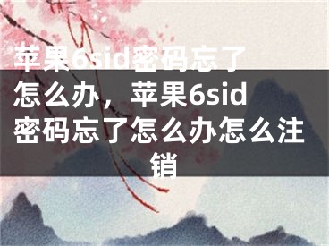 苹果6sid密码忘了怎么办，苹果6sid密码忘了怎么办怎么注销