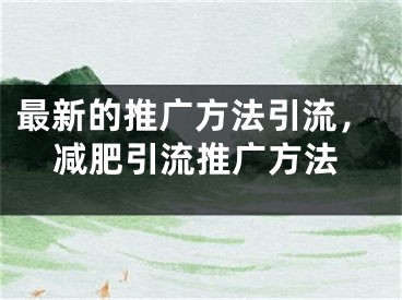 最新的推广方法引流，减肥引流推广方法