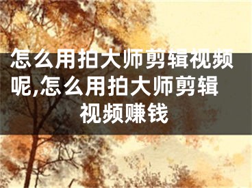怎么用拍大师剪辑视频呢,怎么用拍大师剪辑视频赚钱