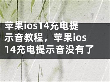 苹果ios14充电提示音教程，苹果ios14充电提示音没有了