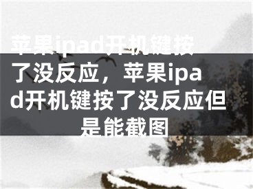 苹果ipad开机键按了没反应，苹果ipad开机键按了没反应但是能截图