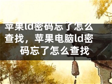 苹果ld密码忘了怎么查找，苹果电脑ld密码忘了怎么查找