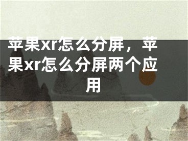 苹果xr怎么分屏，苹果xr怎么分屏两个应用