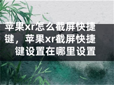 苹果xr怎么截屏快捷键，苹果xr截屏快捷键设置在哪里设置