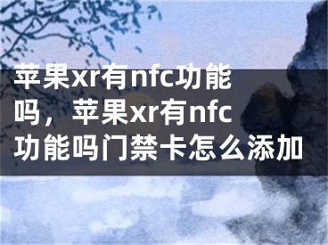 苹果xr有nfc功能吗，苹果xr有nfc功能吗门禁卡怎么添加 