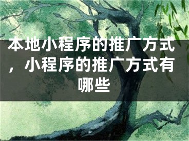 本地小程序的推广方式，小程序的推广方式有哪些