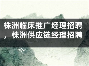 株洲临床推广经理招聘，株洲供应链经理招聘