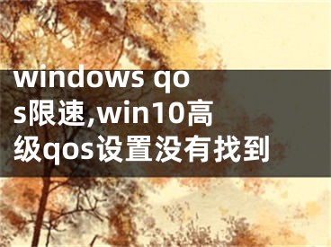 windows qos限速,win10高级qos设置没有找到
