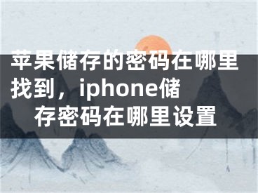 苹果储存的密码在哪里找到，iphone储存密码在哪里设置