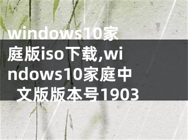 windows10家庭版iso下载,windows10家庭中文版版本号1903
