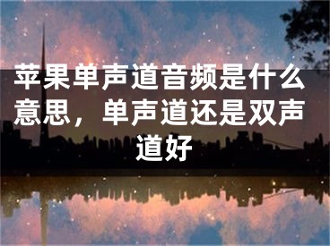 苹果单声道音频是什么意思，单声道还是双声道好